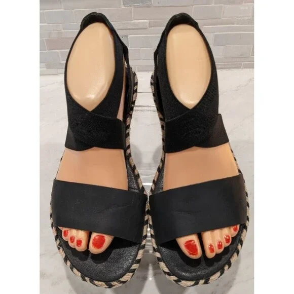 Women's SOREL Ella II Black Leather Criss Cross Sandals SZ 7 - Picture 3 of 10